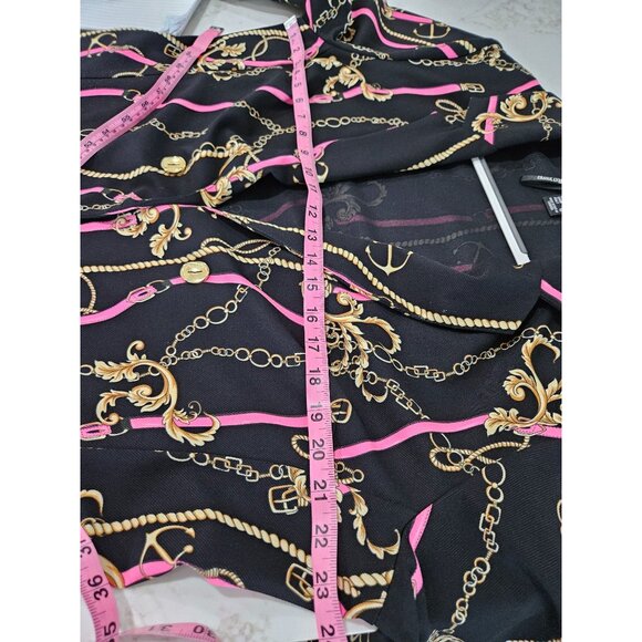 Frank Lyman Montreal Crepe Knit Collared Jacket Size 18 Black Pink Equestrian - Picture 9 of 11